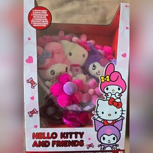 Hello Kitty And Friends Valentines Plush Bouquet 3 Removable Characters NIB